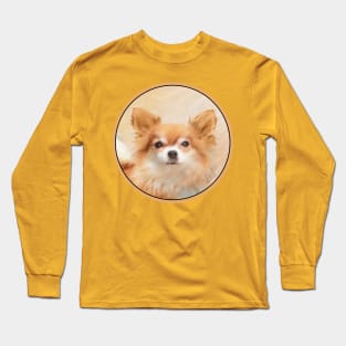 Chihuahua Long-Haired Painting - Cute Original Dog Art Long Sleeve T-Shirt